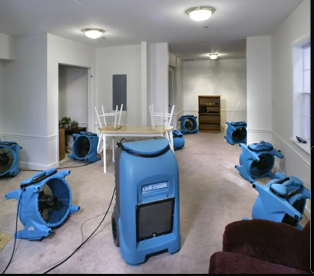 Air movers and dehumidifier setup for Water Extraction & Removal in Lewiston